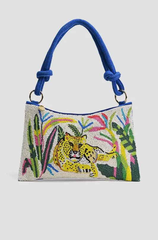 Leopard Beaded Shoulder Bag