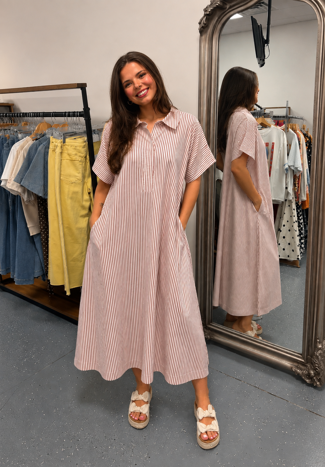 Addison Striped Midi Dress