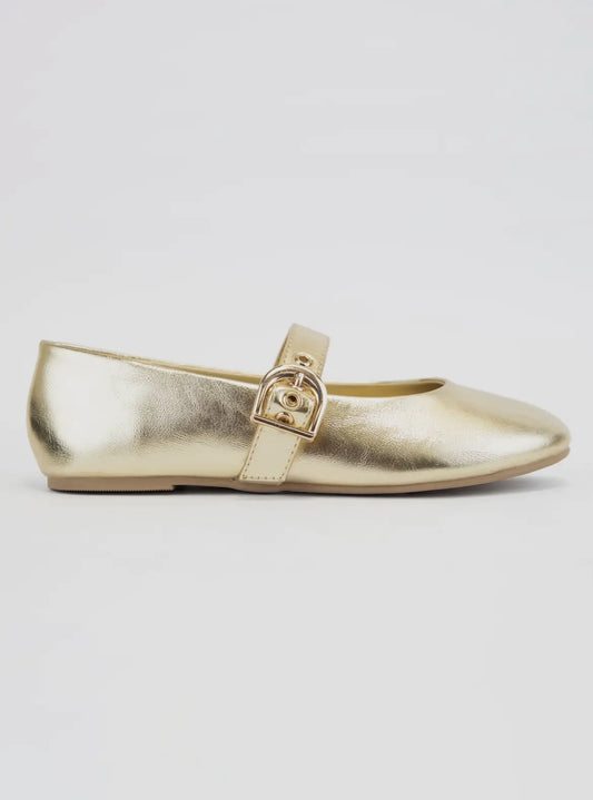 Round Toe Buckled Mary Jane Flat