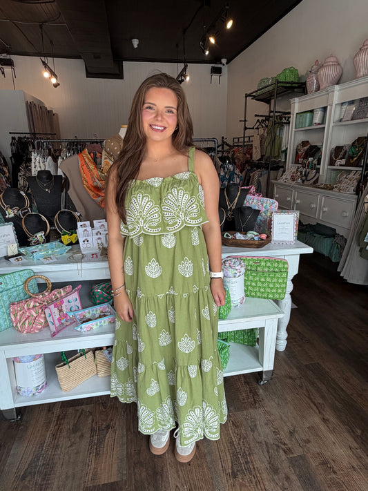 Eyelet Embroidered Midi Dress