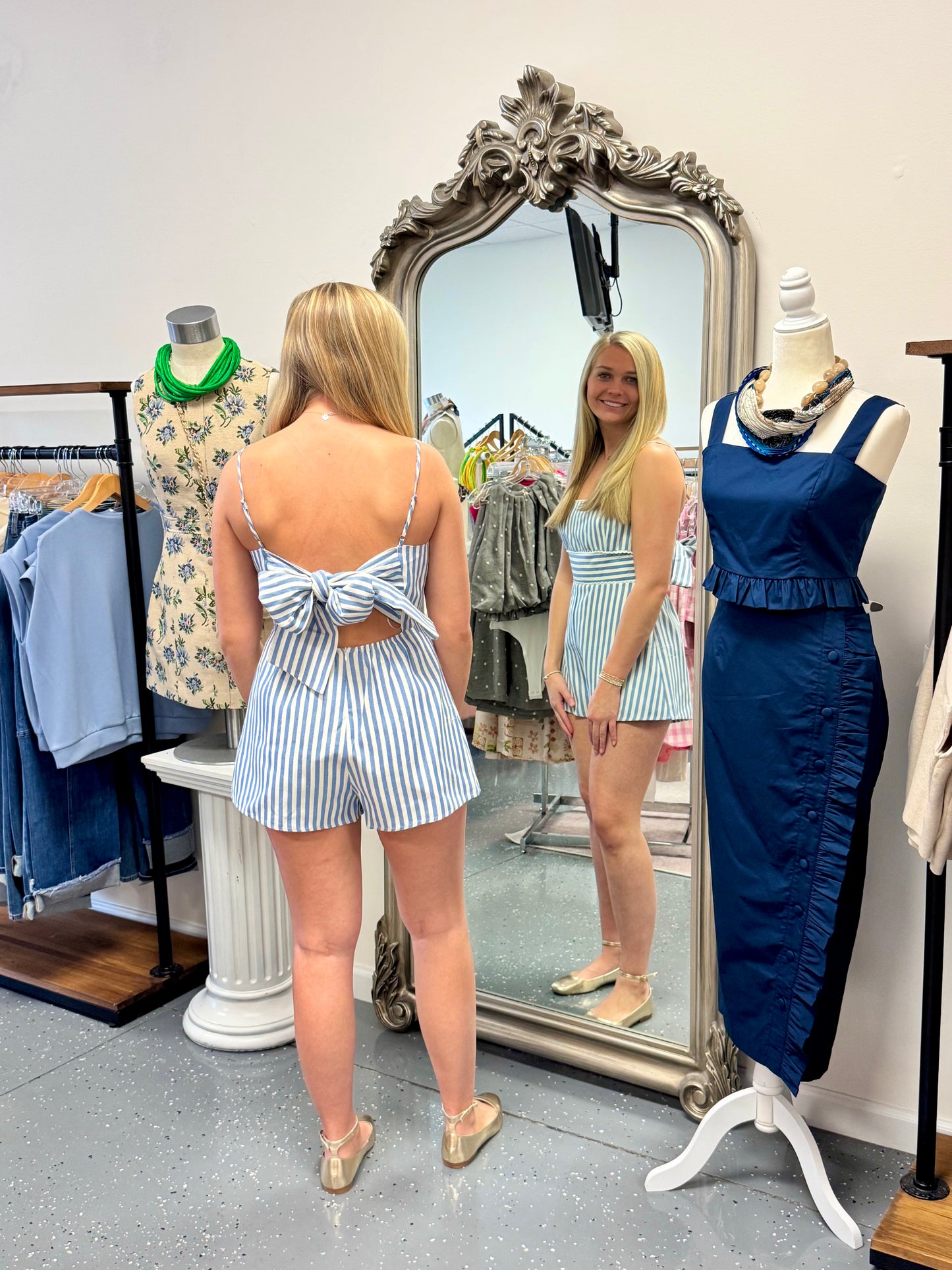 Blue/White Romper