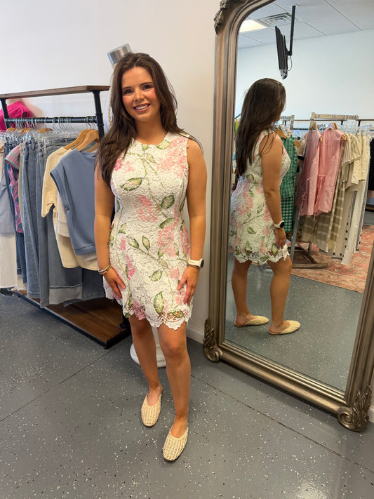 Blushing Garden Lace Mini Dress