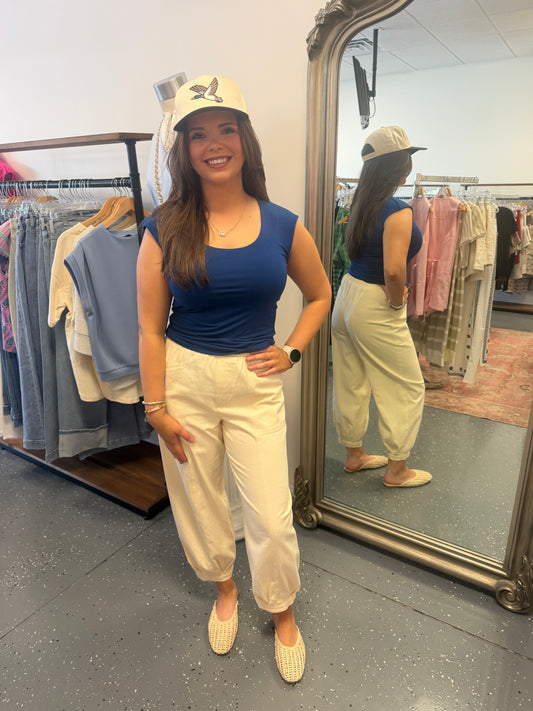 Barrel Elastic Waist Pants