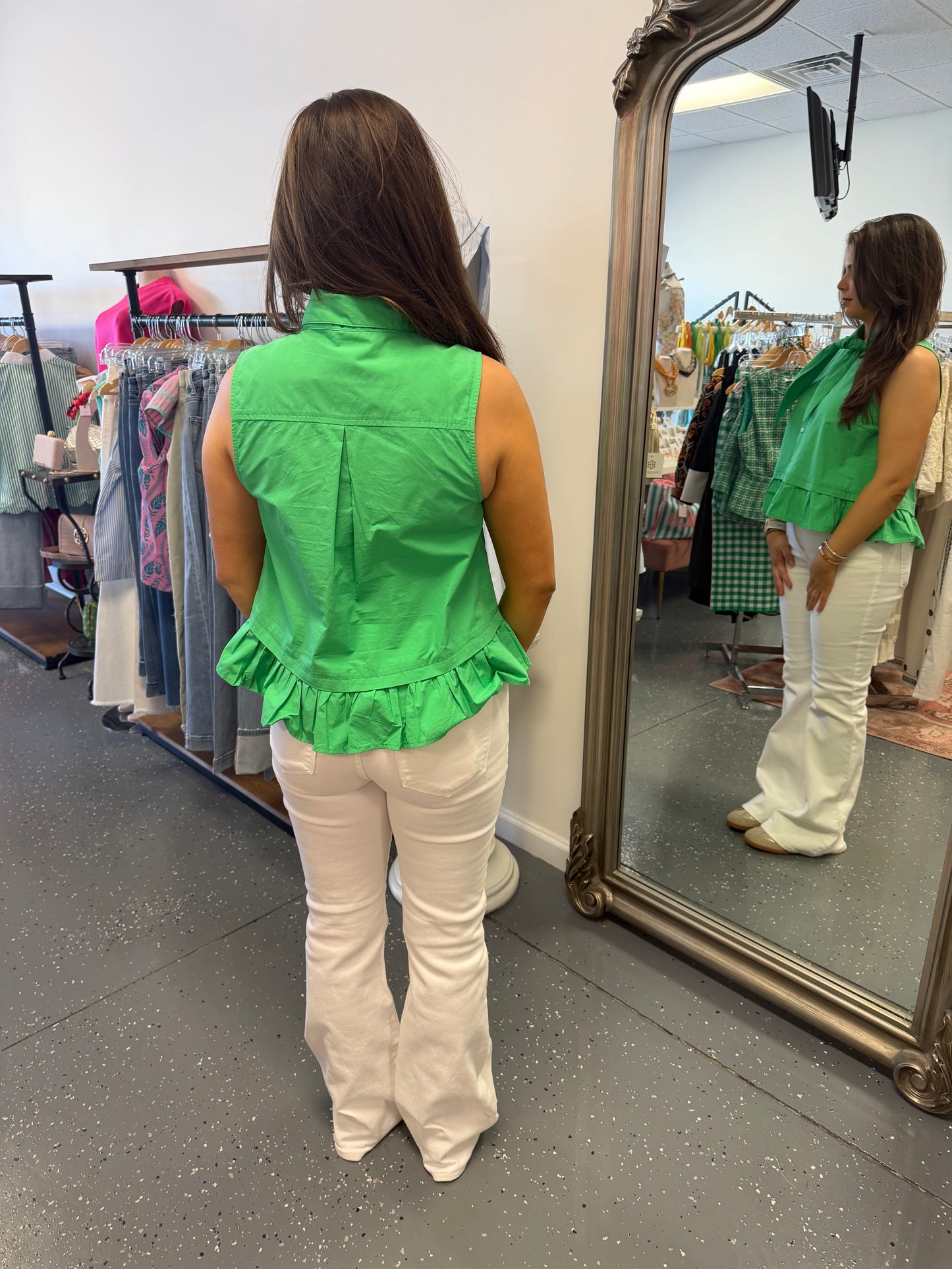 Emerald Bow Peplum Top
