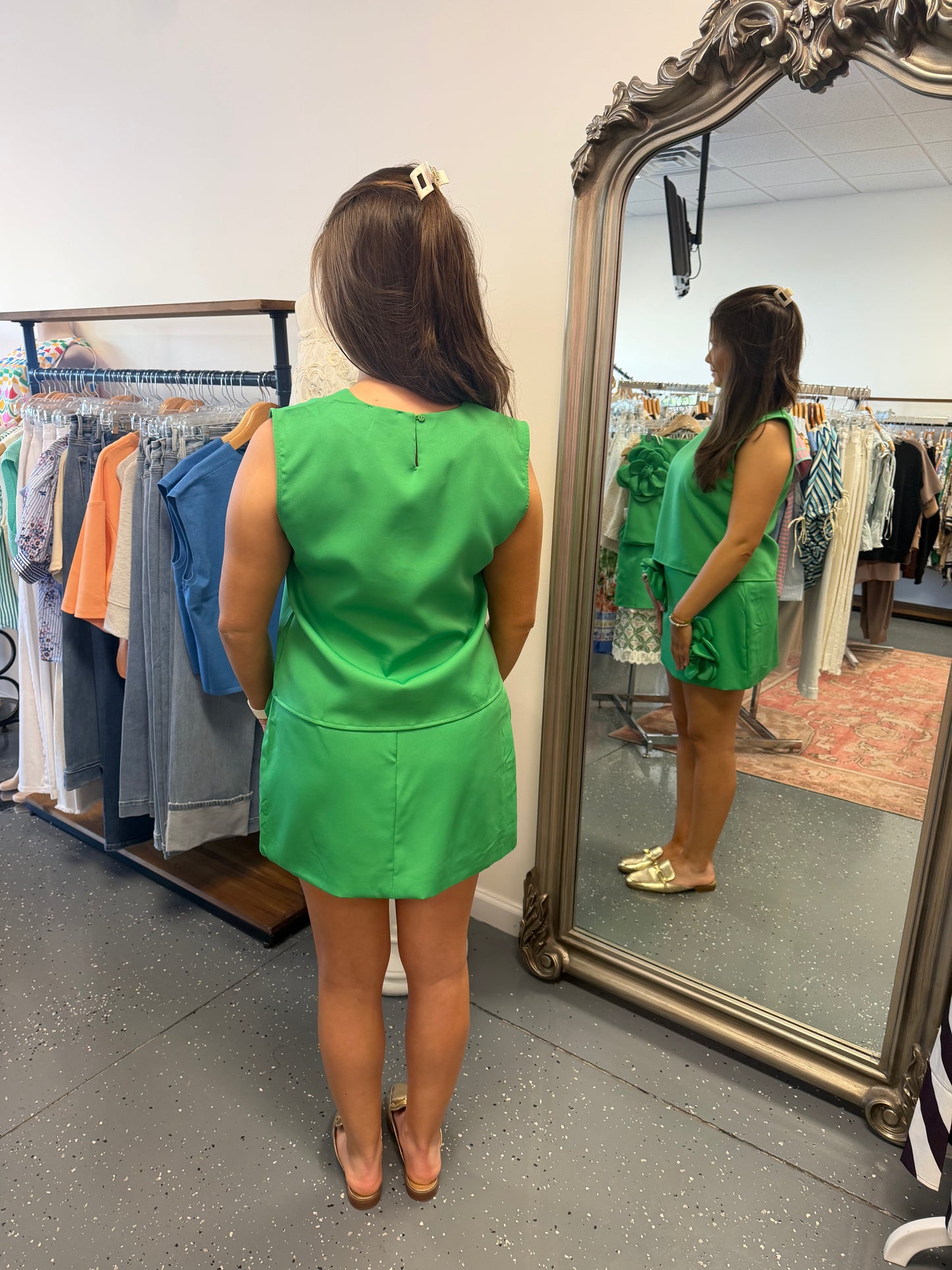 Emerald Bloom Skirt Set
