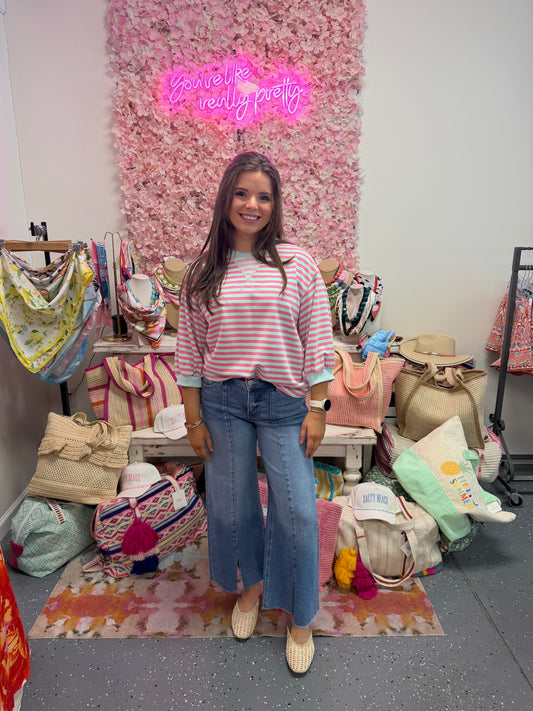 Blush Breeze Striped Top
