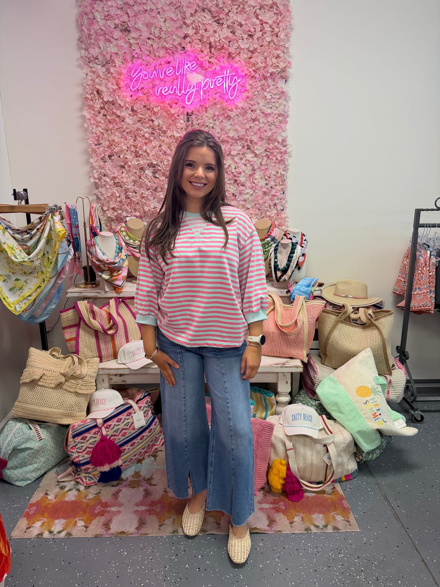 Blush Breeze Striped Top