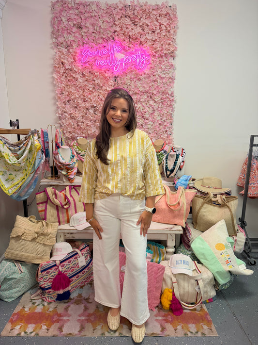 Sunny Check Button Detail Top