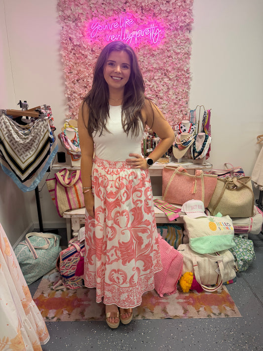 Printed Woven Midi Skirt