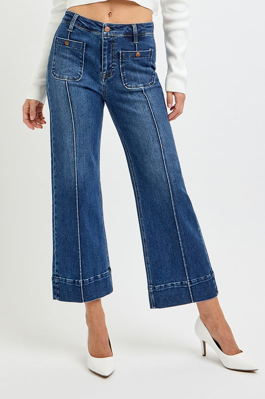 High Rise Crop Wide Leg Jeans