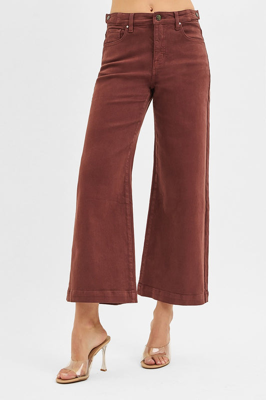 TC-High Rise-Crop Wide Pants