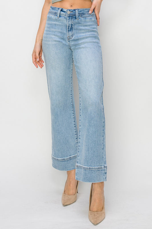 Light High Rise Crop Wide Jeans