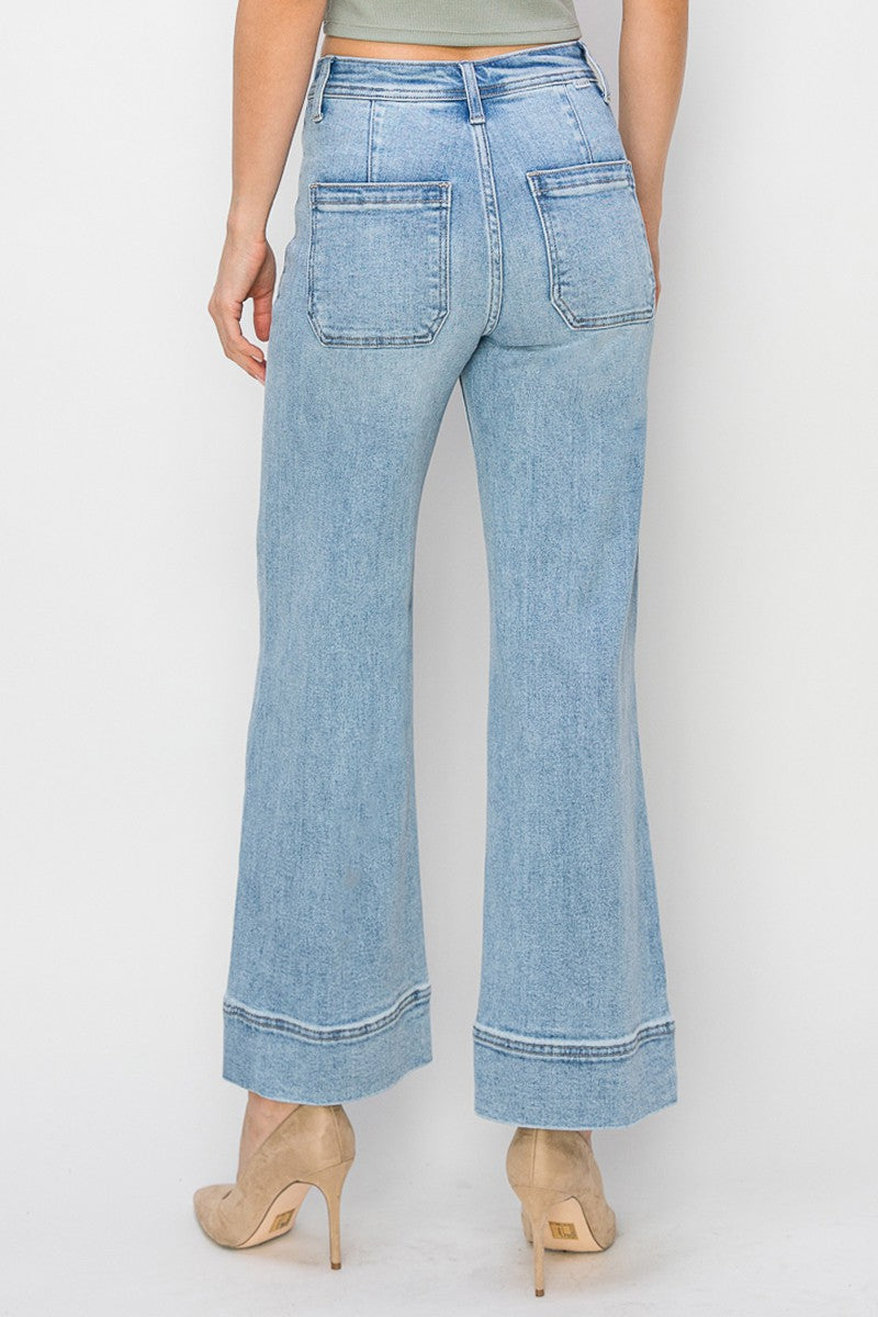 Light High Rise Crop Wide Jeans