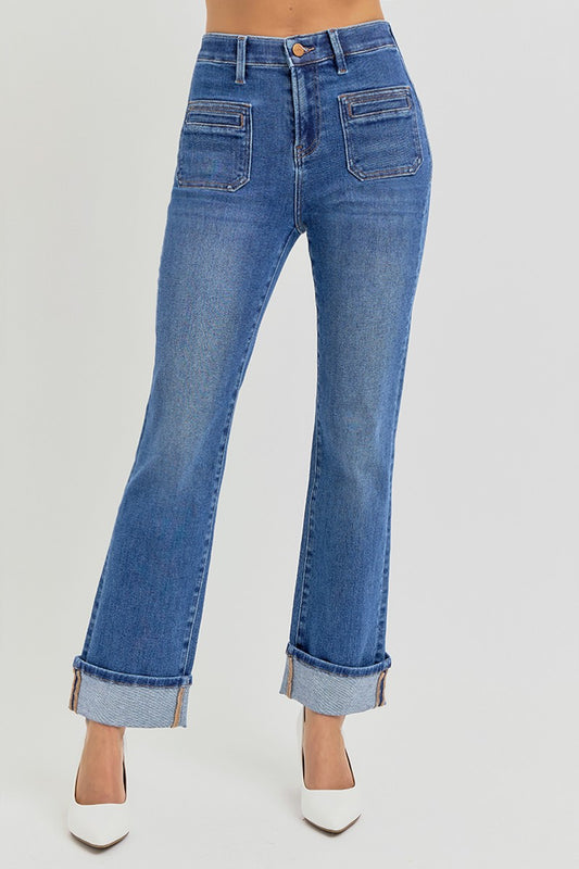 High Rise Ankle Straight  Jeans