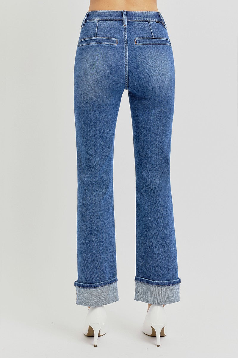 High Rise Ankle Straight  Jeans