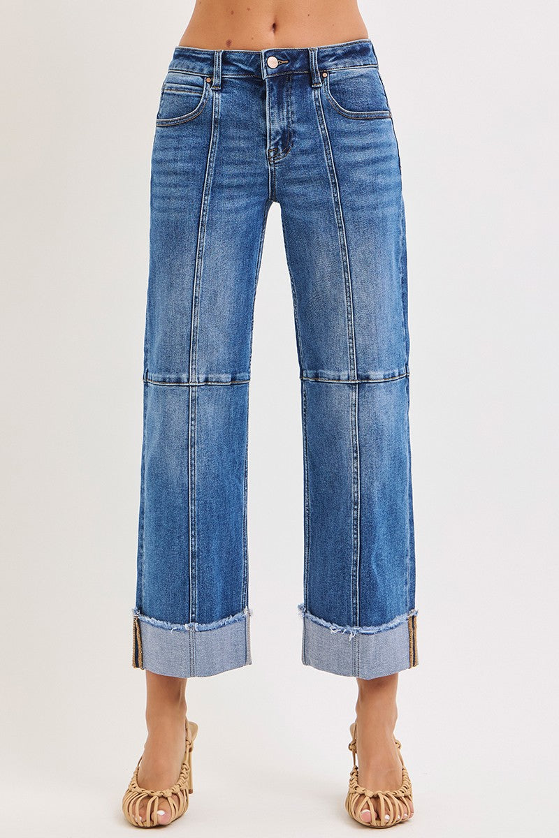 Slouchy Crop Wide Seam Jeans