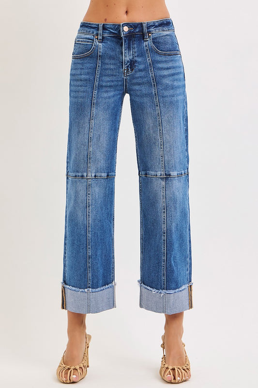 Slouchy Crop Wide Seam Jeans