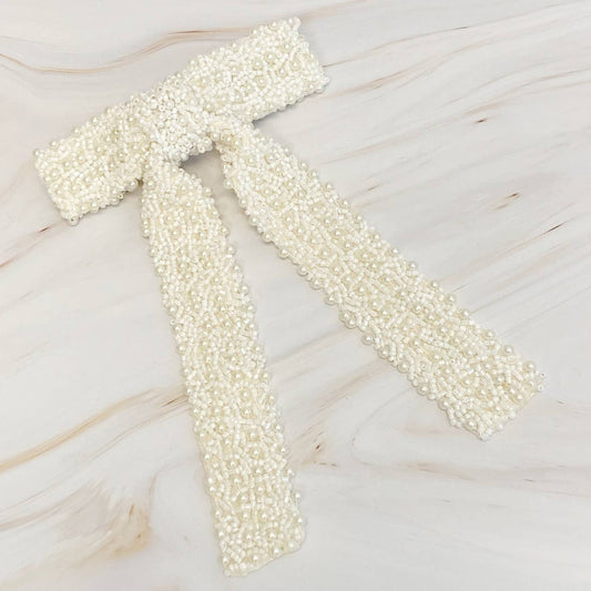 Seed Bead and Pearl Hairbow
