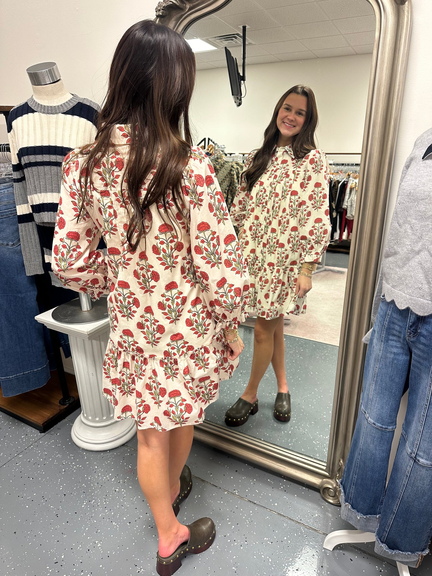 Floral Button Up Mini Dress