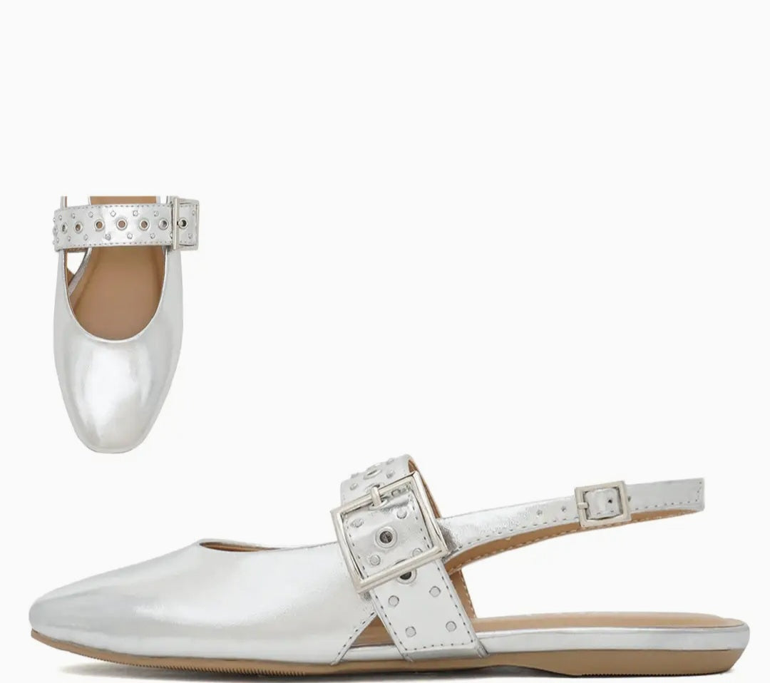 Soda Strap Deco Slingback Flats