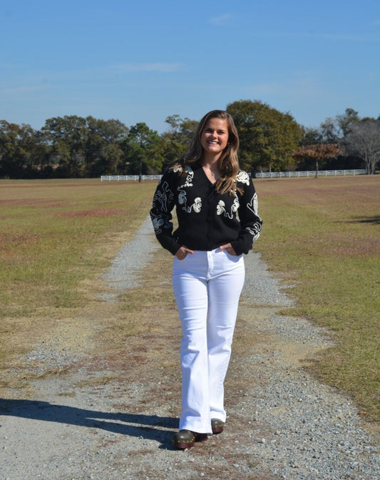 Floral Embroidered Cardigan Sweater