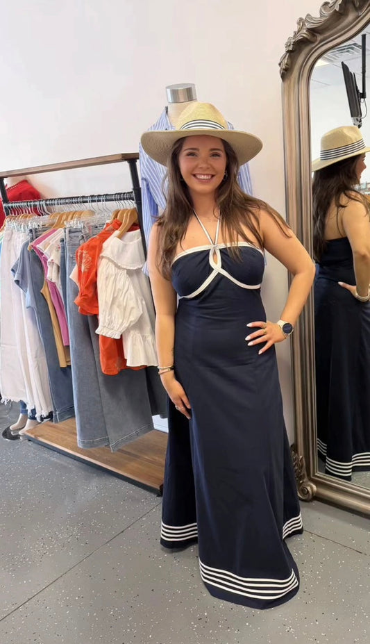 Contrasting Trim Maxi Dress