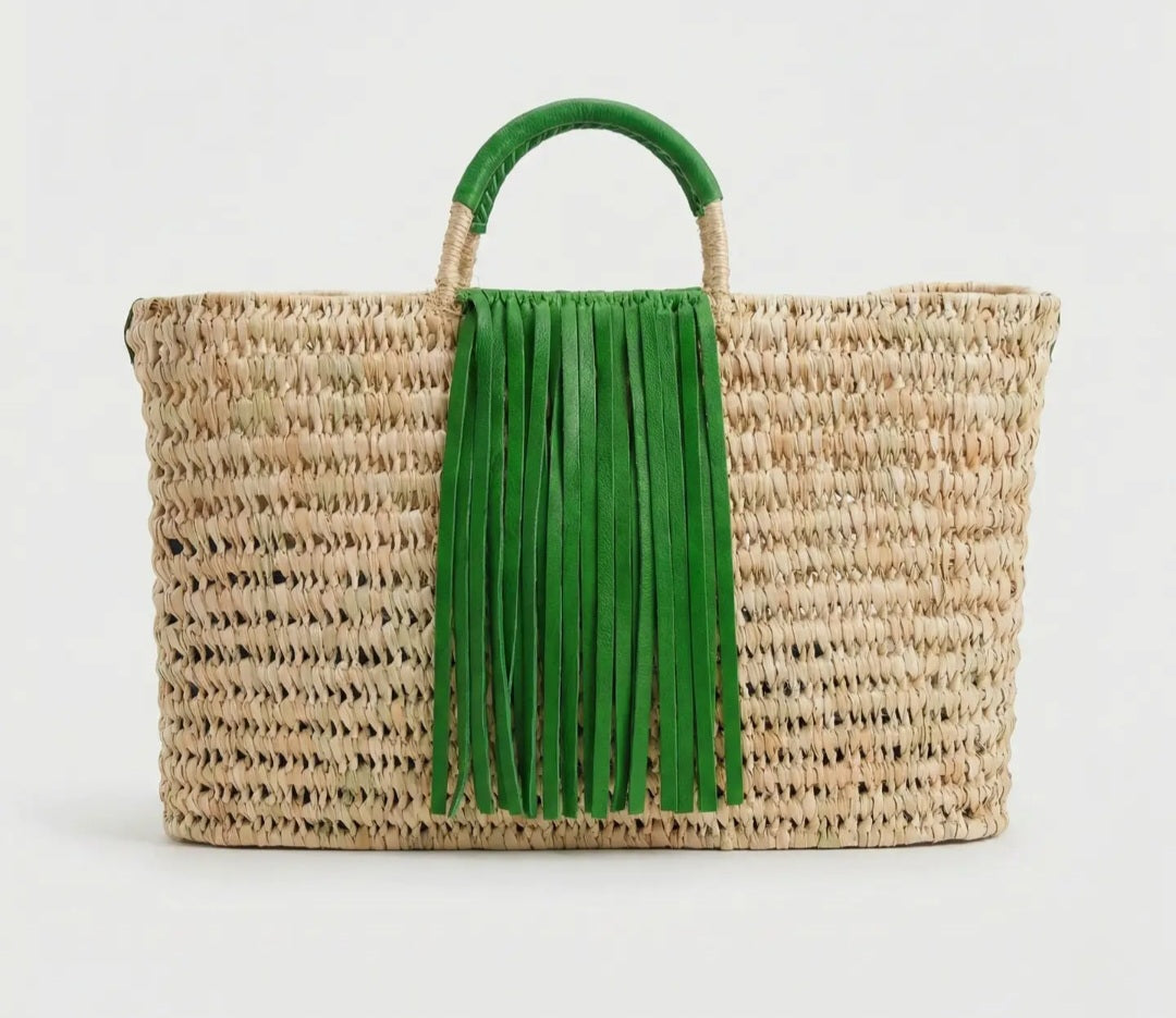 Emerald Fringe Market Tote