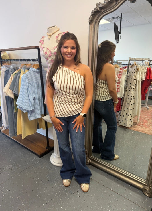 Mocha Market One Shoulder Top