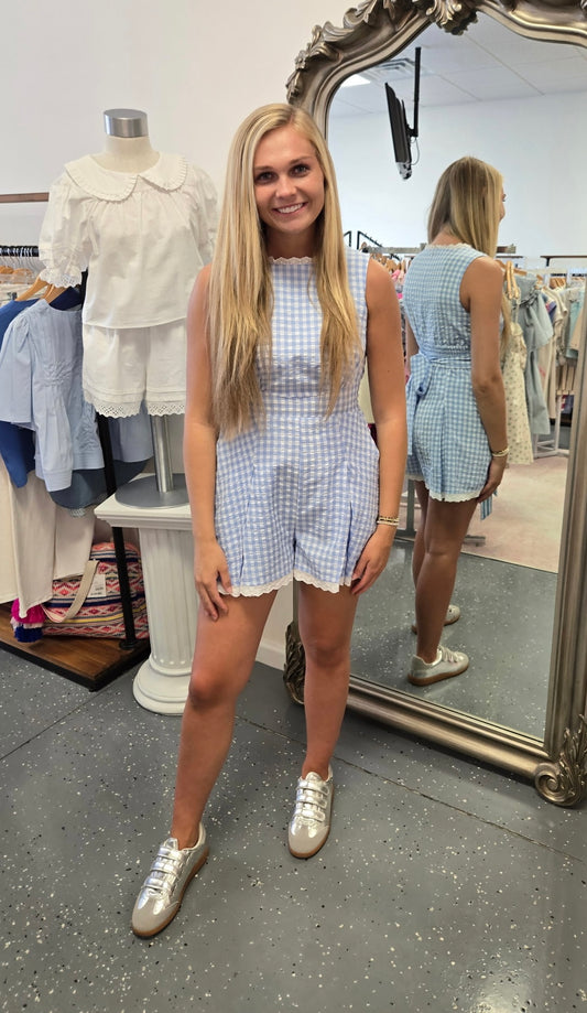 Stay a While Blue Romper