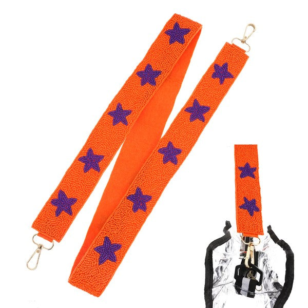 orange and purple clemson game day purse strap clear purse beaded strap clemson