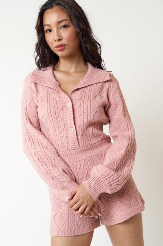 Cable Knit Lounge Romper