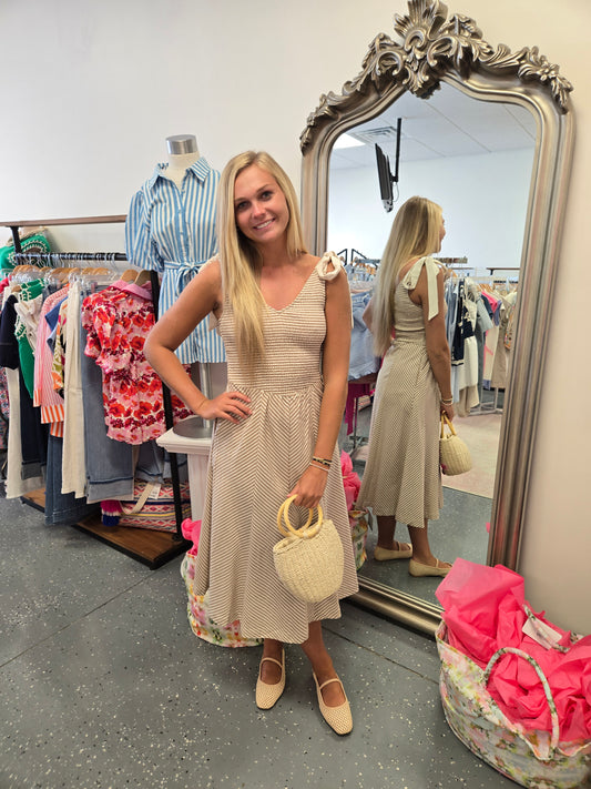 The Whitney Striped Linen Dress
