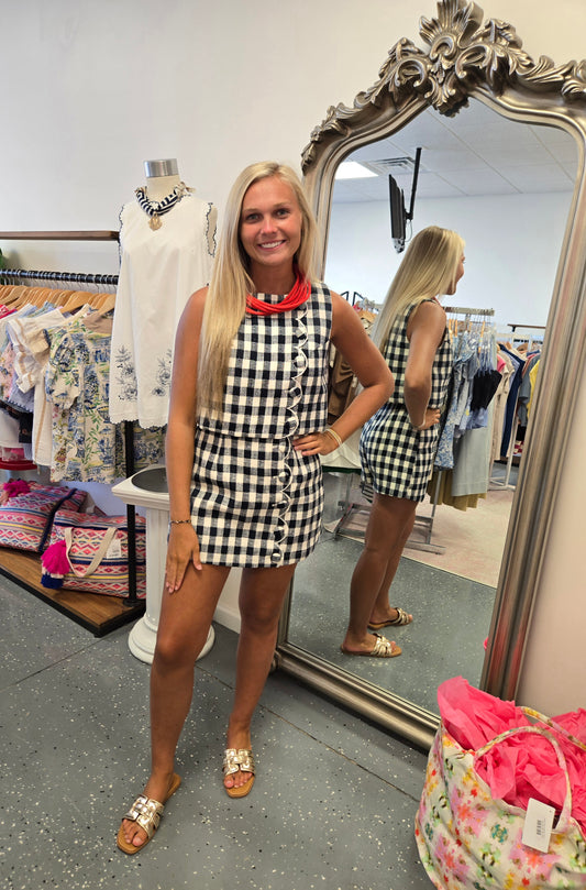 Gingham Scalloped Skirt Set