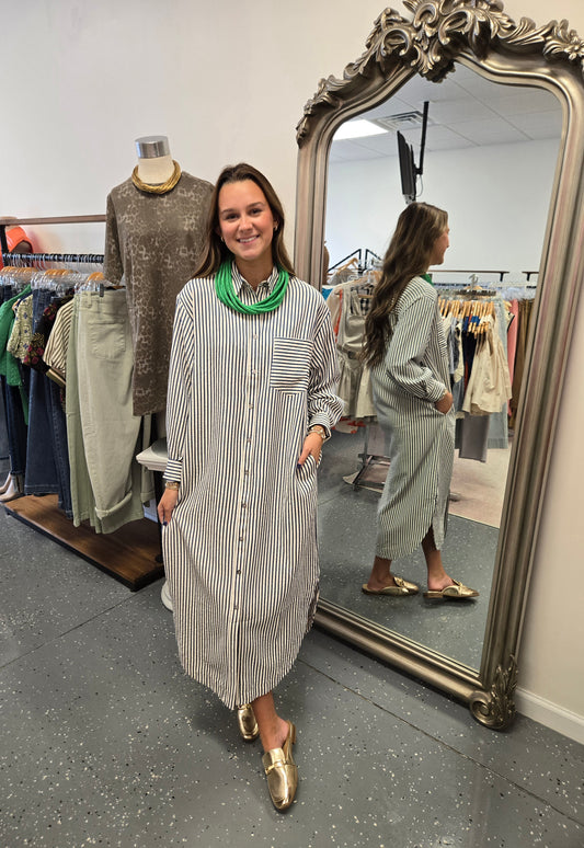 Oversized Button Down Midi Dress