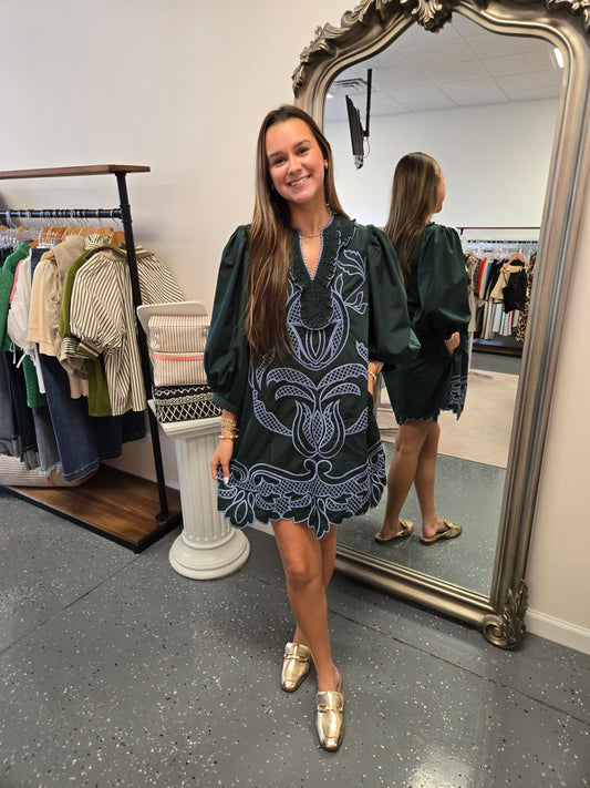 Lindsay Embroidered Mini Dress