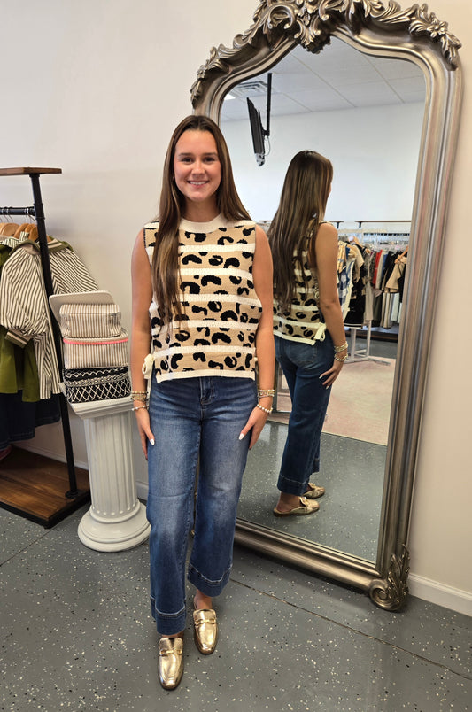 Animal Striped Sweater Vest
