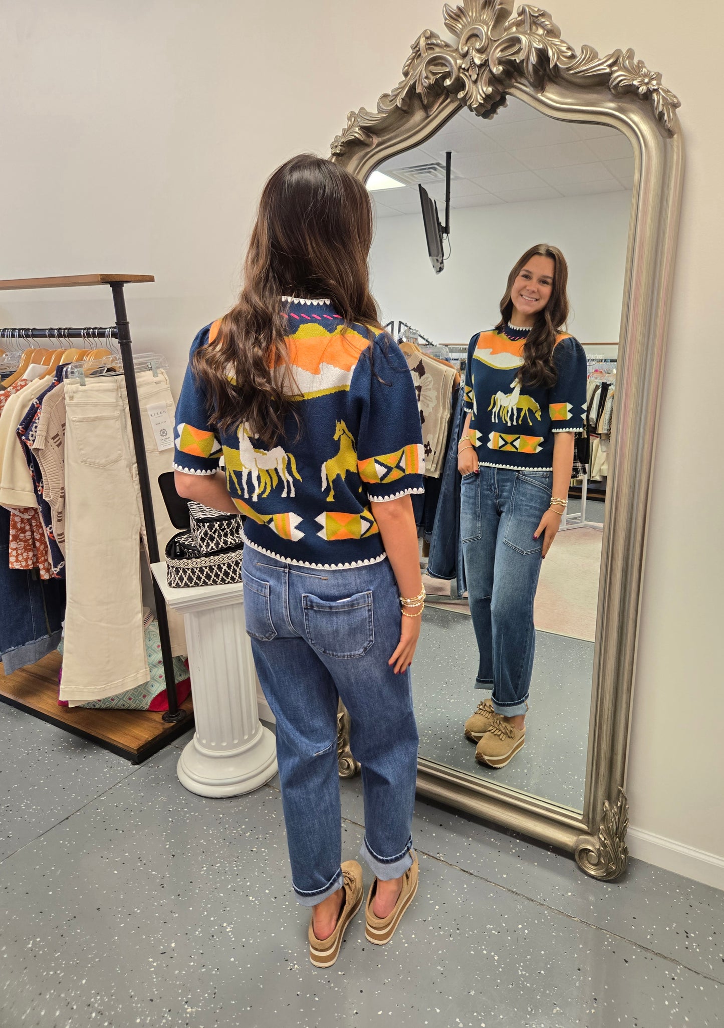 Wild Horses-Sweater-Navy