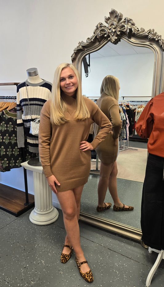 Timeless Sweater Dress- Cocoa