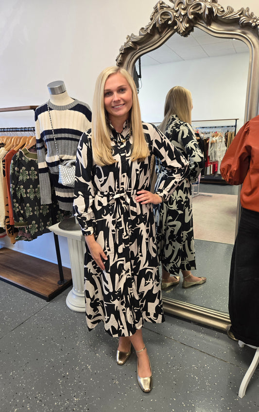 Abstract Print Button Down Midi