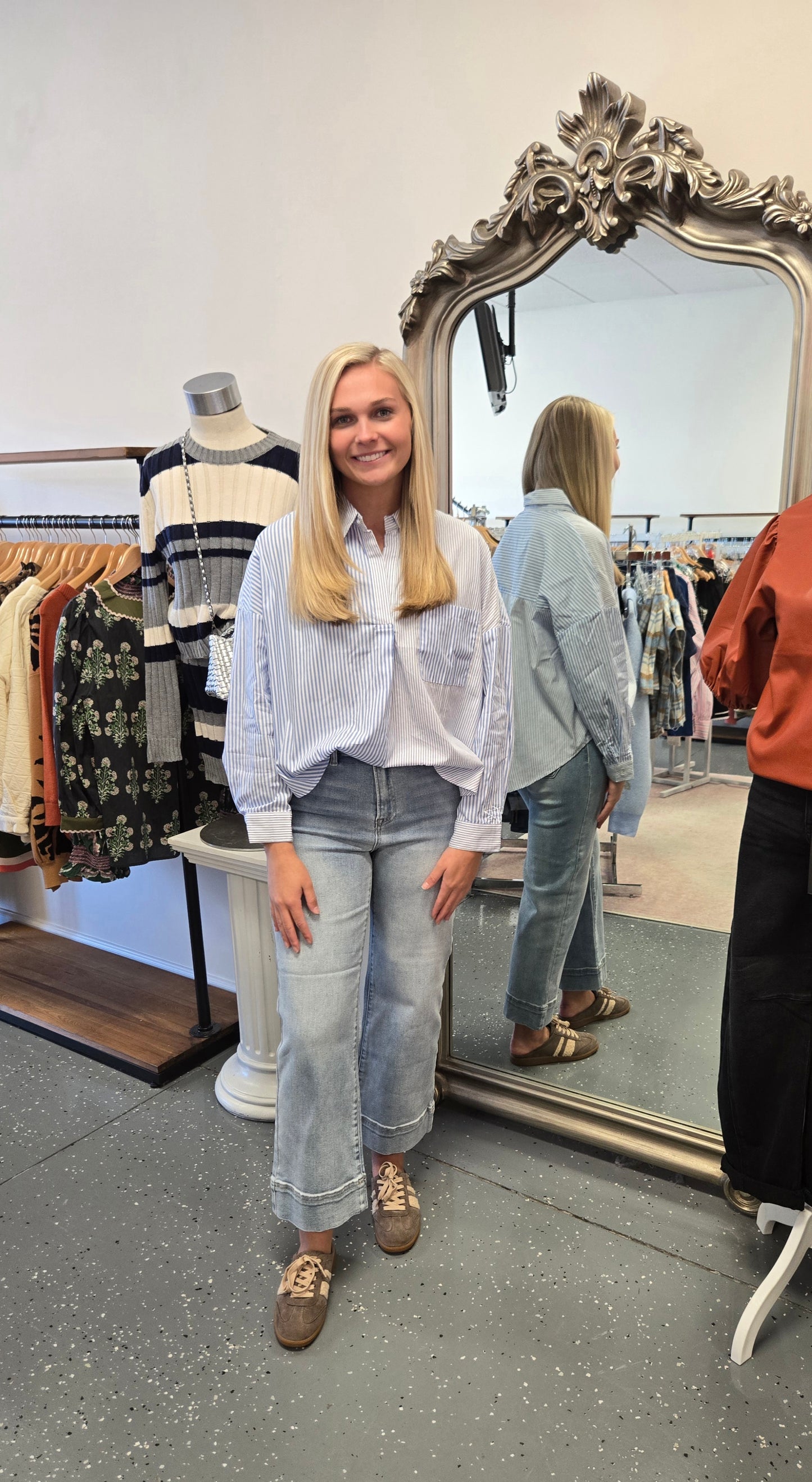 Mixed Contrast Long Sleeve Top