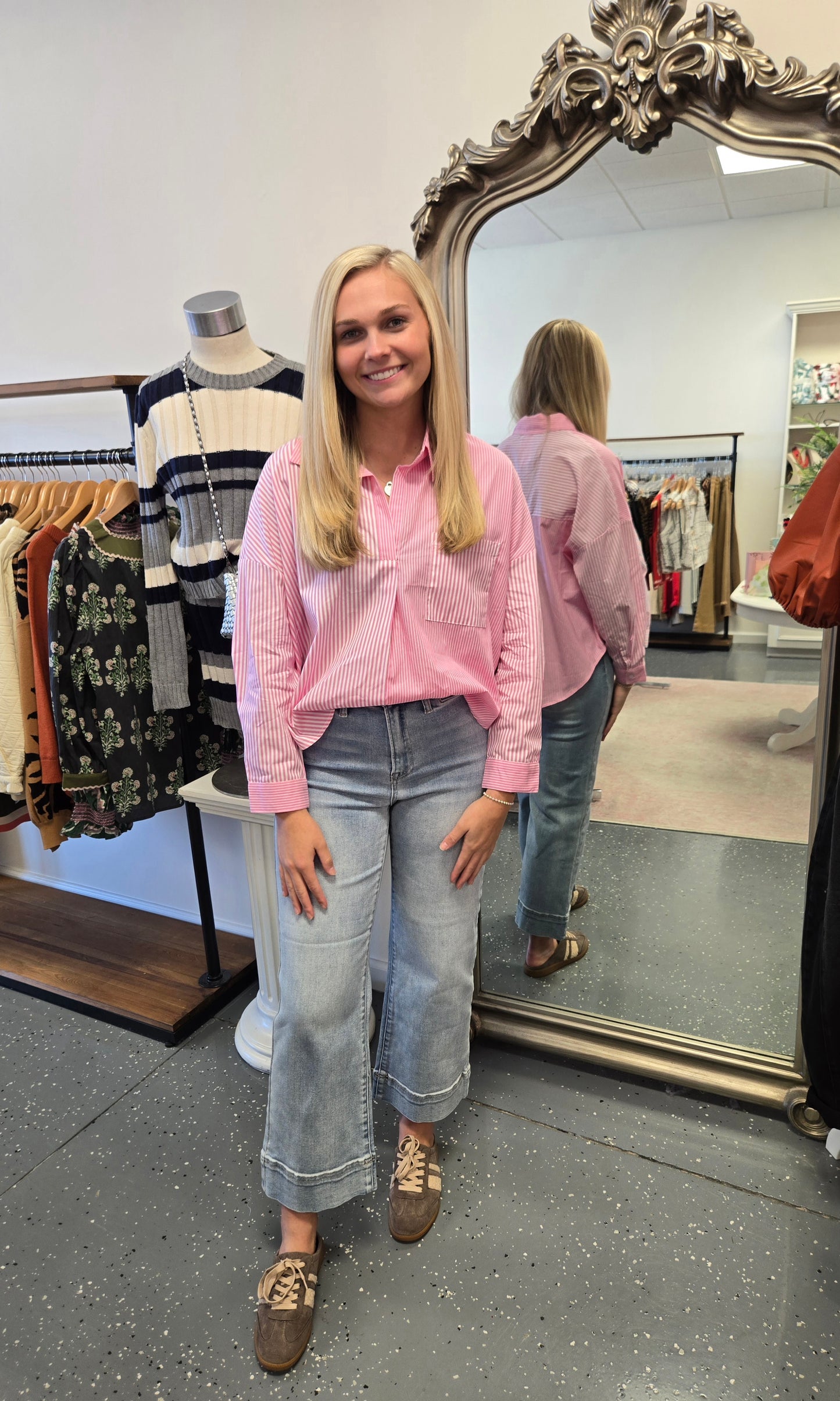 Mixed Contrast Long Sleeve Top