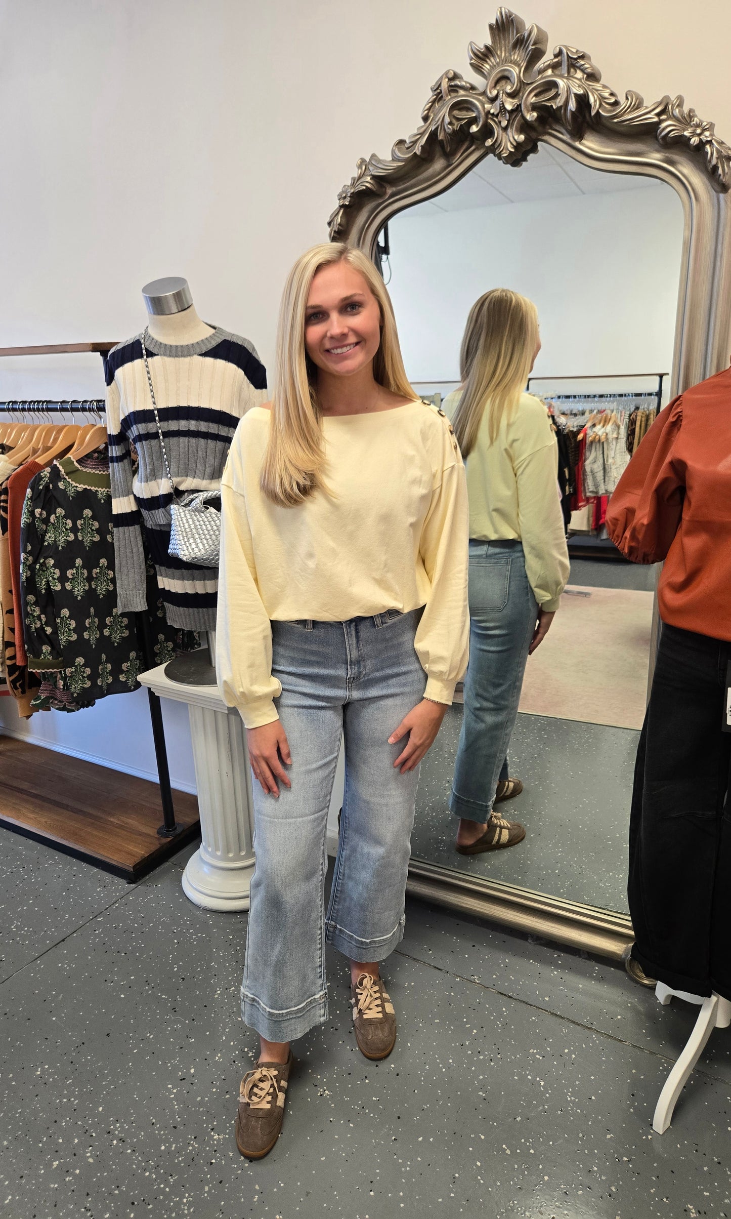 Button Shoulder Knit Top