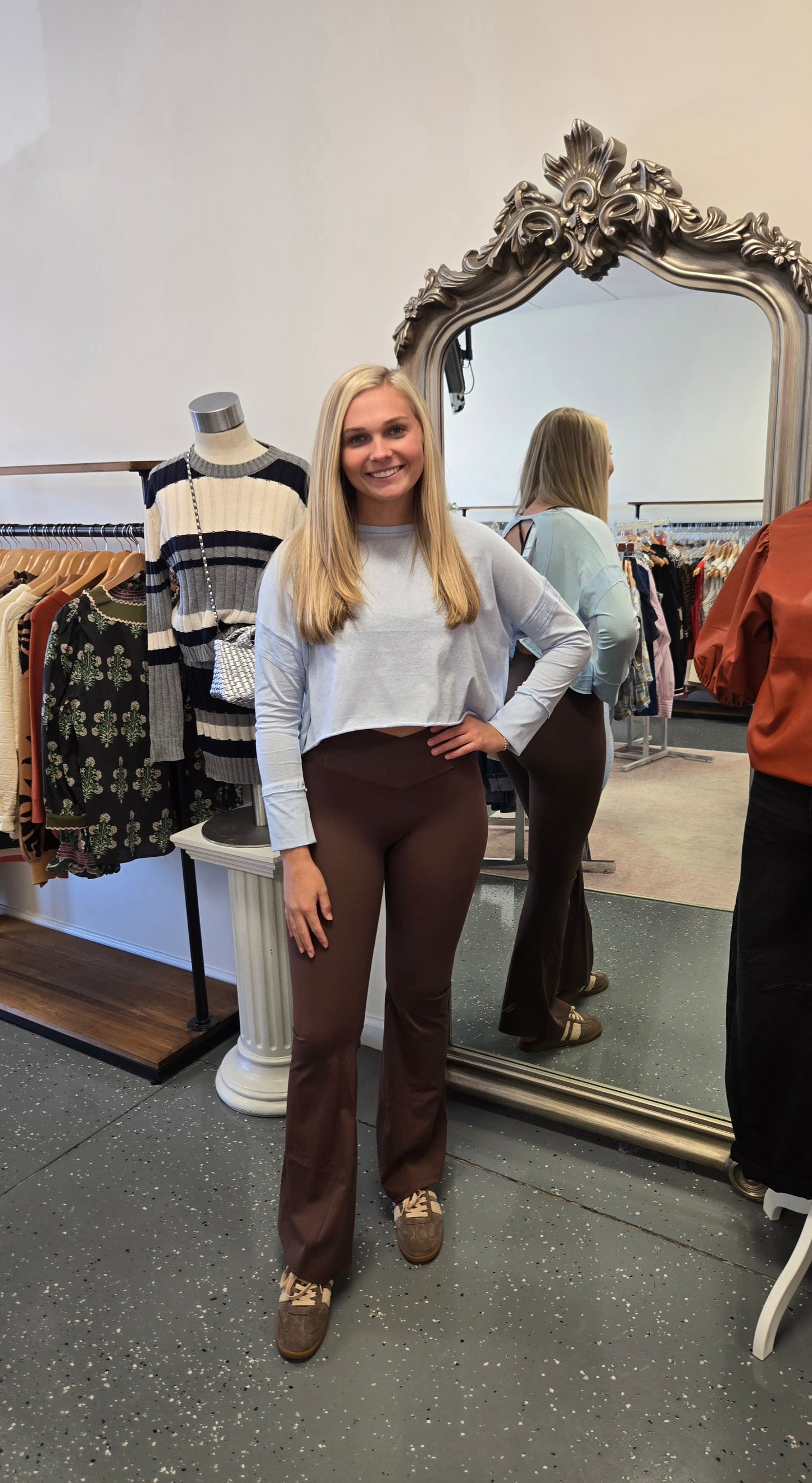 High Waist Brown Flare Leggings