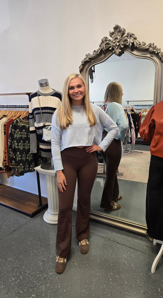 High Waist Brown Flare Leggings