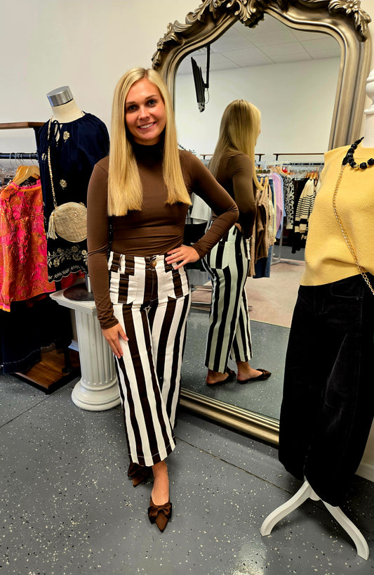 High Rise Striped Pants