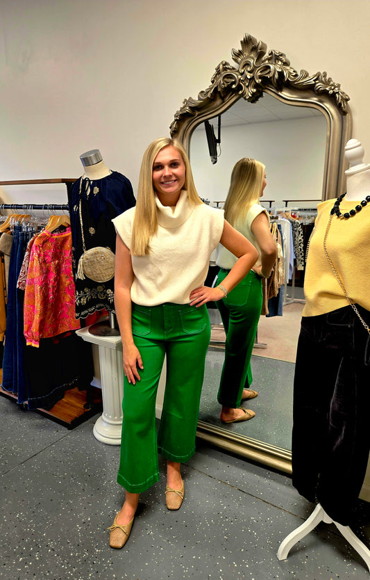 High Rise Green Pants