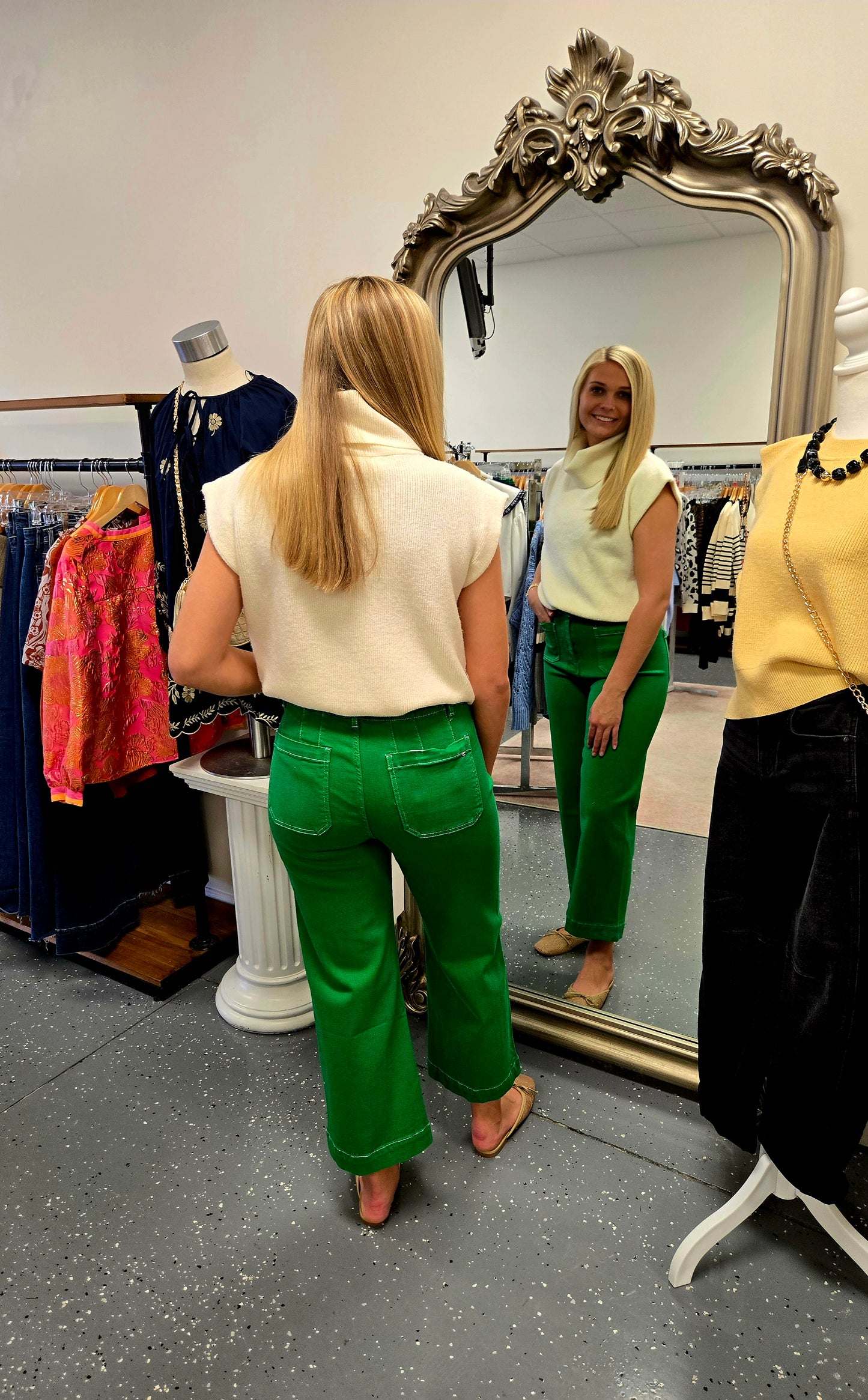 High Rise Green Pants