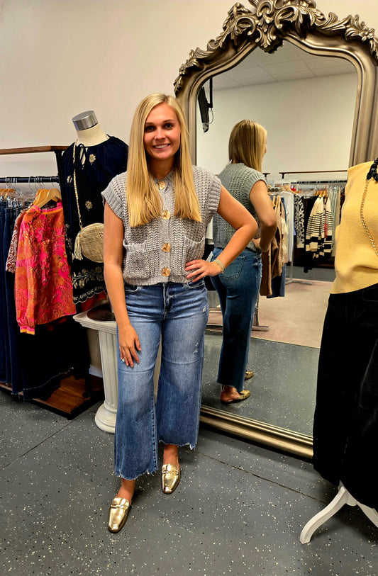 Chunky Knit Button Up Vest