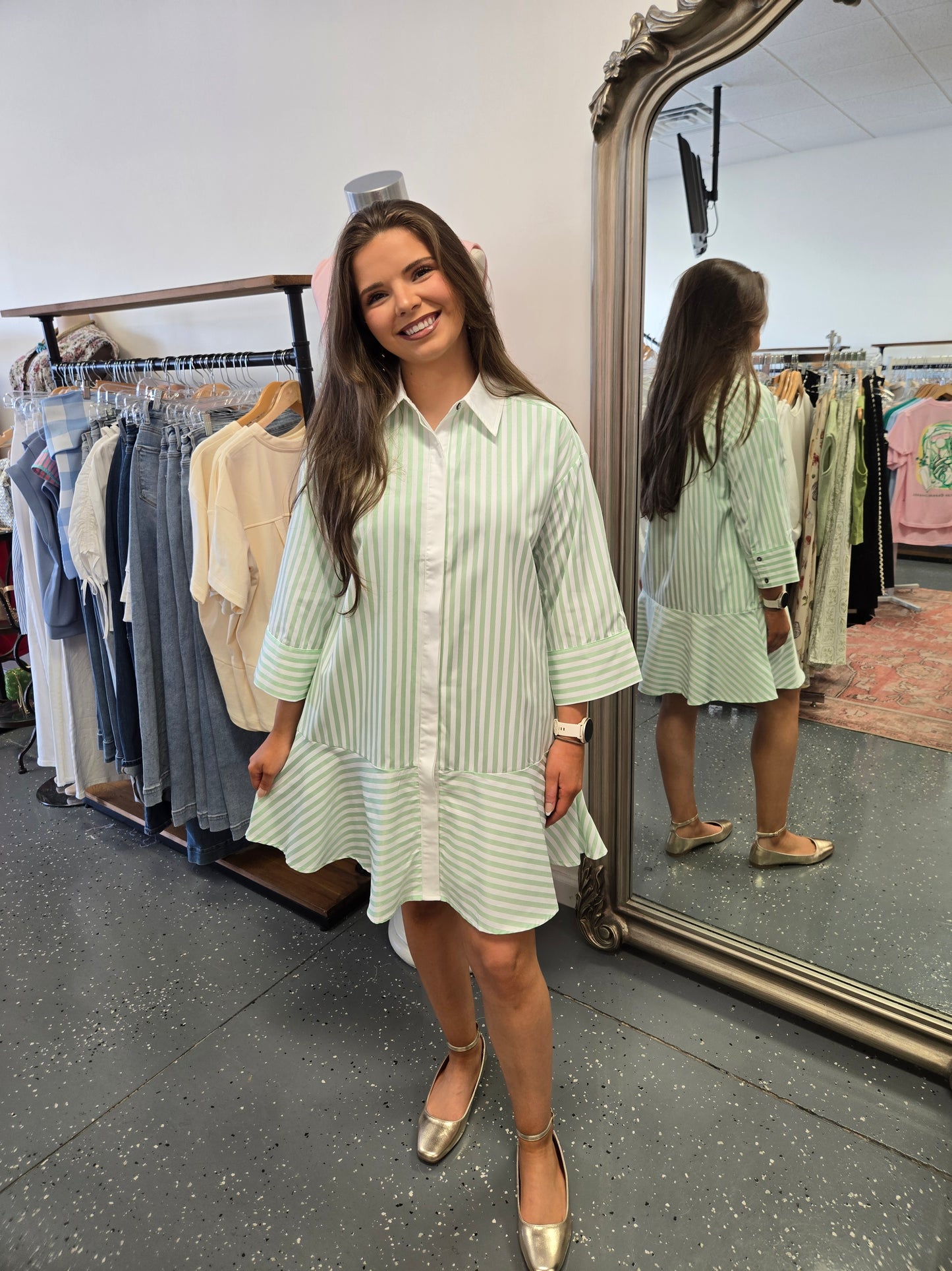 Striped Button Down Mini Dress