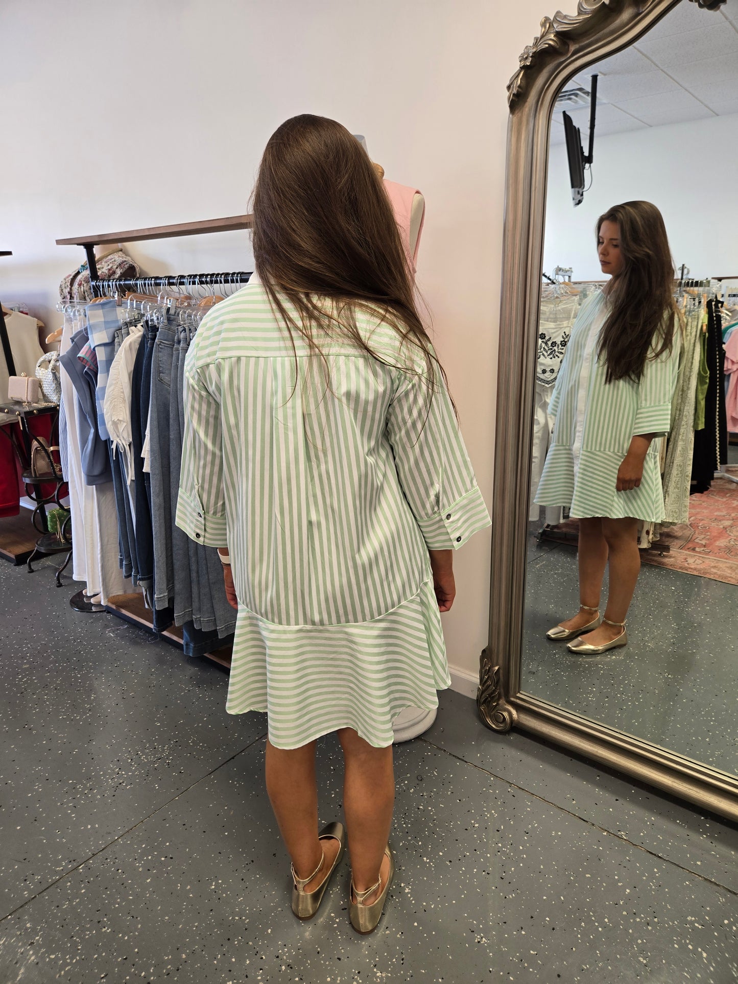 Striped Button Down Mini Dress